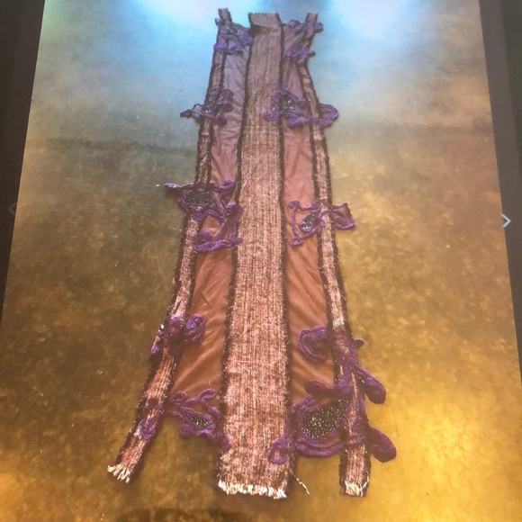 Etro Accessories - Etro purple embroidered silk blend scarf